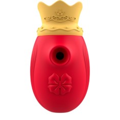 Stimulator clitoris INTENSE Clit Stimulator, design cu coroană, cu funcție de simulare sex oral, 10 funcții de aspirare, roșu cu galben