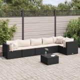 vidaXL Set mobilier de grădină cu perne, 7 piese, negru, poliratan 3308112