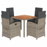 Cumpara ieftin Set mobilier de gradina cu perne, 5 piese, gri, poliratan