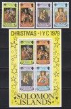 Solomon Insule 1979 - Anul Internațional al Copilului - &bdquo;Madona și Copilul&rdquo; Picturi de Bellini, Raphael, s.a., Serie + Colita, MNH, Nestampilat