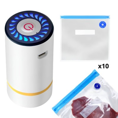 Set Aparat de Vidat alimente Koken + 10 pungi de vidat incluse, aparat tip pompa, portabil, 3W foto
