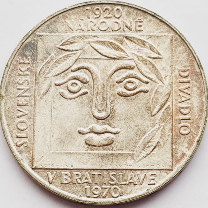 578 Cehoslovacia 25 Korun 1970 Slovak National Theater km 68 argint
