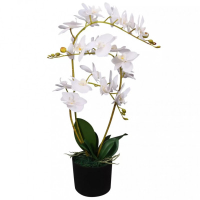 Plantă Artificială Orhidee Cu Ghiveci 65 cm Alb 244423 foto
