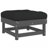 Cumpara ieftin Taburet de gradina cu perna, gri, lemn masiv de pin