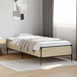 Cumpara ieftin Cadru de pat, stejar sonoma, 90x200 cm, lemn prelucrat și metal