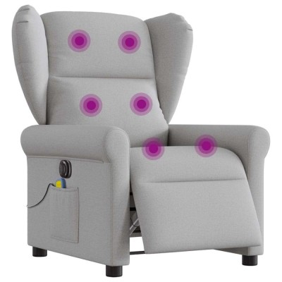 vidaXL Scaun reclinabil electric pentru masaj Cloud Grey Fabric foto