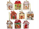 Set 9 ornamente brad Craciun ceramica multicolora cm 7,5 x 10 H