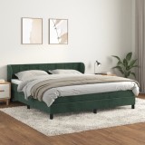 VidaXL Pat box spring cu saltea, verde &icirc;nchis, 180x200 cm, catifea