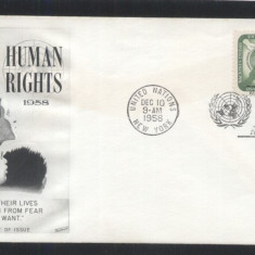 UN New York 1958 Human rights Mi.74 FDC UN.086