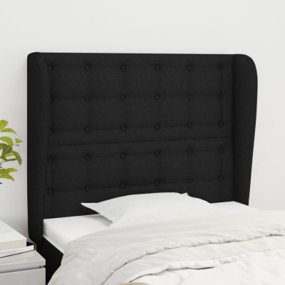 Gossi tablie de pat cu aripioare, negru, 93x23x118/128 cm, textil foto