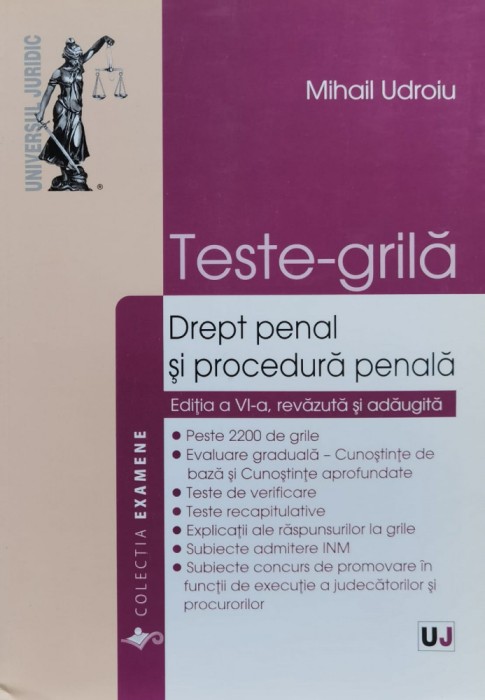 Teste-grila Drept Penal Si Procedura Penala Editia A V-a - Mihai Udroiu , A888