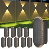 Cumpara ieftin Lampi solare de perete ELLASAY, up-down, IP65, 3 culori, 1200mAh, set 8 bucati, pentru gard/terasa