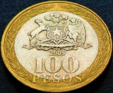 Moneda exotica bimetal 100 PESOS - CHILE, anul 2005 * cod 1788, America Centrala si de Sud