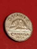 5 cents 1954 Canada, stare EF [poze]. Discount conform descriere [10 - 20 %. Vezi dewscrierea.].