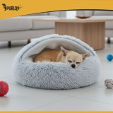 Pat pentru pisici si caini de talie mica, S, 44x38 cm, poliester si bumbac, gri