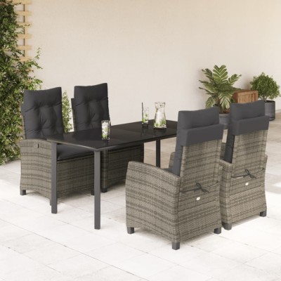 vidaXL Set mobilier de grădină cu perne, 5 piese, gri, poliratan foto