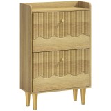 HOMCOM Pantofar slim, economisitor de spațiu, cu 2 compartimente rabatabile canelate, rafturi reglabile, pentru 8-12 perechi, 60x24x92 cm, stejar | Ao