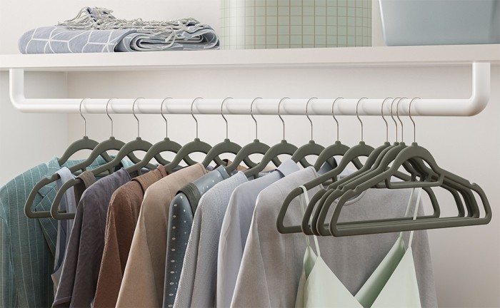 SONGMICS Set de 20 de umerase pentru haine, anti-alunecare cu catifea, bara de cravata si carlig pivotant, 43,5 cm, gri Household NewTrend