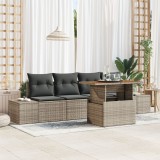 Gossi set de canapea de gradina cu 5 piese cu perne gri din poliester