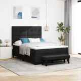 VidaXL Pat cu arcuri și saltea &amp; bancă Negru 140x200 cm Țesătură
