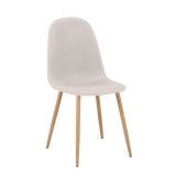 Cumpara ieftin Scaun Bella tesatura gri deschis-bej cu picioare din metal natural 43x52x88 cm