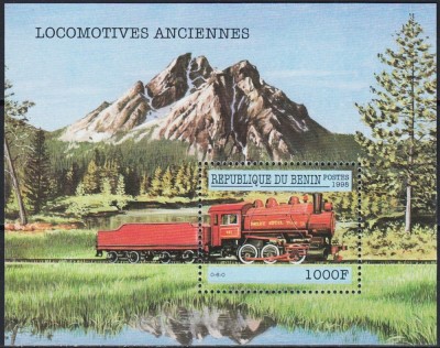 Benin 1998 - Locomotive, trenuri, colita neuzata foto