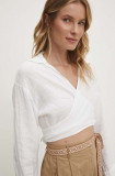 Answear Lab bluza din bumbac femei, culoarea alb, neted