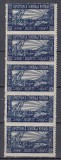 1906 EXPOZITIUNEA GENERALA BUCURESTI STRAIF DE 5 VINIETE CULOAREA ALBASTRU MNH