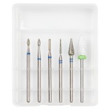 Set 6 Capete Freza Unghii LUXORISE #01, Diamant &amp; Ceramica, Manichiura Pedichiura, Uz Profesional, Compatibil Freza Electrica