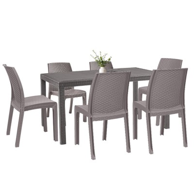 Set mobilier de grădină Hellda 6+1 cappuccino foto