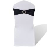 Cumpara ieftin Fundă elastică decorativă scaun, cataramă diamante, negru, 25 buc., vidaXL