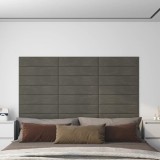 VidaXL Panouri de perete 12 buc. gri &icirc;nchis 60x15 cm catifea 1,08 m&sup2;