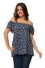 Bluza dama volan - alb/bleumarin - L, Eranthe