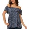 Bluza dama volan - alb/bleumarin - L