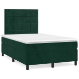 Cumpara ieftin Pat box spring cu saltea, verde inchis, 120x200 cm, catifea
