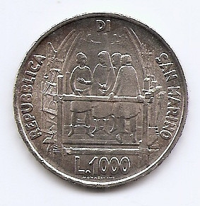 San Marino 1000 Lire 1977 (Brunellesco) Argint 14.6 g/835, 31.4 mm, KM-72 (4) foto