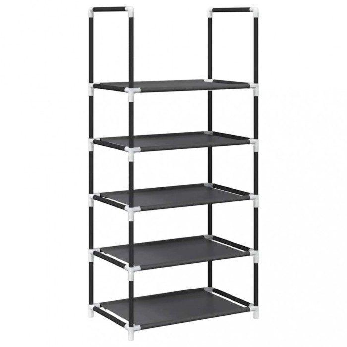 Suport pantofi 5 niveluri, negru, 44x28x94 cm, tesatura netesa