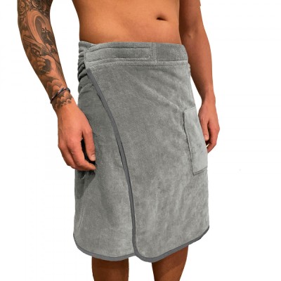 Halat de sauna pentru barbati Homelevel, Universal, Gri, Bumbac organic, 54986.53 foto