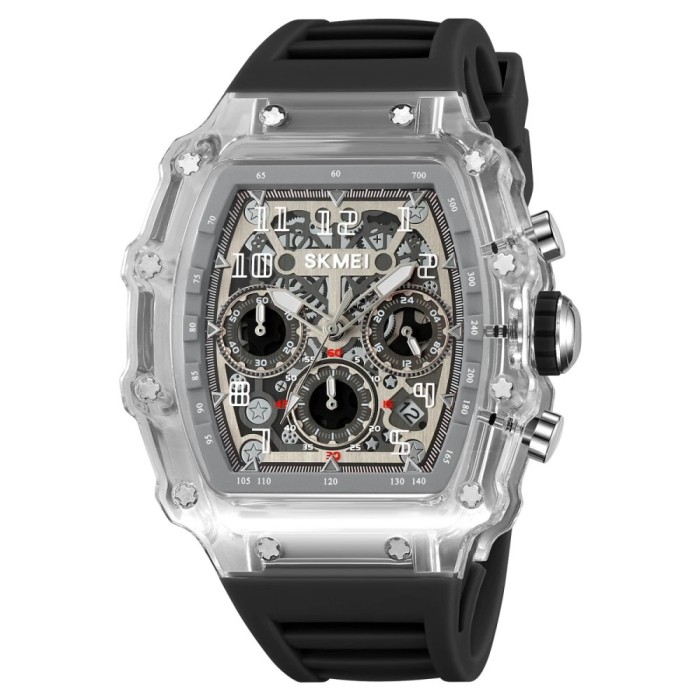 Ceas Barbati SKMEI 2305 Alb-Negru , Functii Multiple, Design Fashion, Cronometru, Alarma, Rezistent la Apa 5ATM
