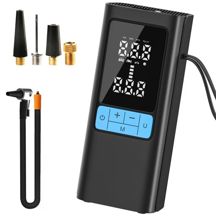 Compresor auto portabil wireless Techstar&reg; MU002, afisaj digital LCD, lanterna LED, baterie reincarcabila 6000mAh, presiune maxima 150 PSI, incarcare