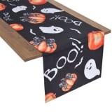 Runner de masă Halloween, Negru cu Dovleci și Fantome, 183x33 cm, CMCLASS