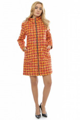 Palton dama multicolor din stofa cu fermoar metalic PF20 foto