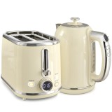 HOMCOM Set fierbător și prăjitor cu ecran LED, fierbător 1,7 L cu funcție menținere 3 ore, crem | Aosom Romania