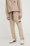 HUGO pantaloni bărbați, culoarea bej, drept 50505851