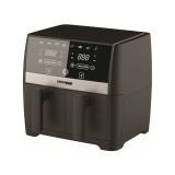 Friteuza dubla cu aer cald, Vision Chef VAFD2100N8, 7.6 litri, 2100 W, Termostat ajustabil, 8 programe presetate, Negru