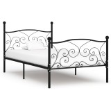 Cumpara ieftin Cadru de pat cu baza din sipci, negru, 90 x 200 cm, metal