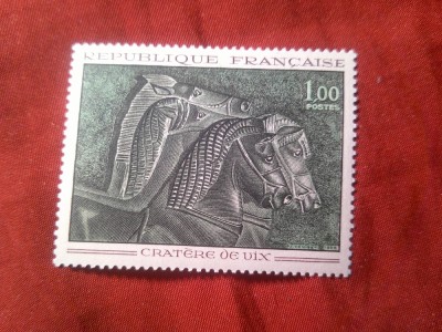 Serie 1 valoare Franta 1966 - Pictura - Cai foto