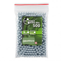 Set 500 bile metalice IdeallStore®, Precision Target, airsoft sau prastie, 6 mm, 0.75g, argintiu