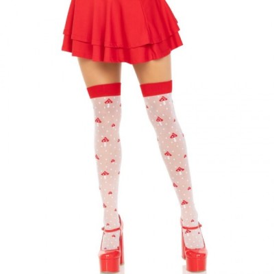LEG AVENUE - MUSHROOM HIGH SOCKS RED/WHITE foto
