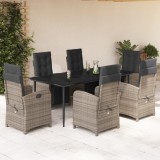 VidaXL Set mobilier de grădină cu perne, 7 piese, gri, poliratan
